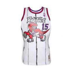 Koszulka do koszykówki Mitchell & Ness Toronto Raptors Vince Carter Biały. Białe bluzki Mitchell & Ness, bez wzorów, sportowe, bez kołnierzyka, bez ramiączek. Za 509.00 zł.