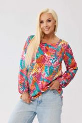 Bluzka Amira Tropicana - kolorowy print z wiązaniem na plecach PLUS SIZE XXL OVERSIZE JESIEŃ. Bluzki Moda Size Plus Iwanek, plus size, bez wzorów, z elastanu, eleganckie, bez kołnierzyka, plus size, bez ramiączek. Za 179.90 zł.
