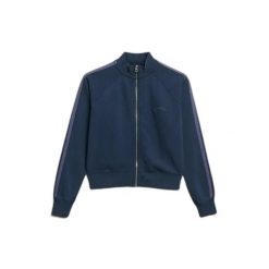 Damska bluza dresowa zapinana na zamek Superdry Essential Logo. Niebieskie bluzy Superdry, s, bez wzorów, z dresówki, bez kaptura. Za 324.50 zł.