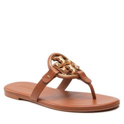 Japonki Tory Burch. Brązowe klapki Tory Burch, bez wzorów, bez obcasa. Za 1,369.00 zł.