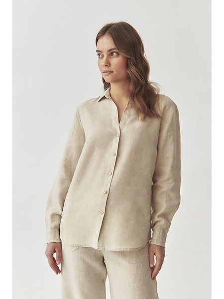 TATUUM Lniana koszula w kolorze beżowym rozmiar: 40. Brązowe koszule Tatuum, bez wzorów, ze lnu, bez kołnierzyka, bez ramiączek. Za 132.05 zł.