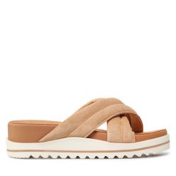 Klapki Roxy. Brązowe klapki Roxy, bez wzorów, bez obcasa. Za 219.99 zł.