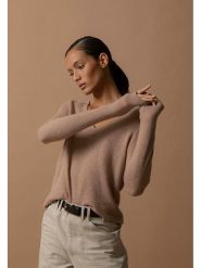 Perfect Cashmere Kaszmirowy sweter "Shannon" w kolorze beżowym rozmiar: M. Brązowe swetry Perfect Cashmere, m, bez wzorów, z kaszmiru, bez ramiączek. Za 304.99 zł.