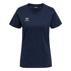 Damska bawełniana koszulka Hummel Move Grid. Niebieskie koszulki sportowe Hummel, bez wzorów, z bawełny, bez ramiączek. Za 153.00 zł.