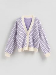 Kardigan ze strukturalnym wzorem - wielobarwny. Kardigany Reserved, l, bez wzorów, z dzianiny. Za 159.99 zł.