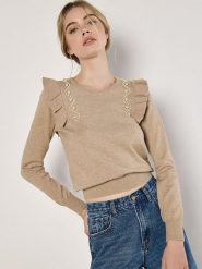 Apricot Sweter w kolorze beżowym rozmiar: L. Brązowe swetry Apricot, l, bez wzorów, bez ramiączek. Za 119.12 zł.