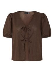Pieces Top "Frieda" w kolorze brązowym rozmiar: L. Brązowe topy Pieces, l, bez wzorów, bez kołnierzyka, bez ramiączek. Za 118.56 zł.