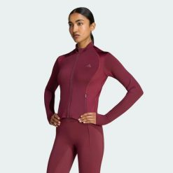 Bluza PrimeLift Essentials Workout Shine Zip. Czerwone bluzy Adidas, uniwersalny, bez wzorów, z elastanu, bez kaptura. Za 239.00 zł.