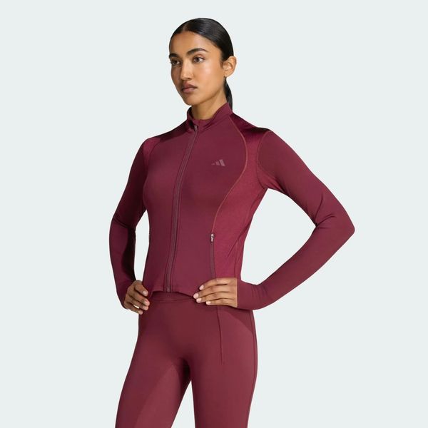 Bluza PrimeLift Essentials Workout Shine Zip. Czerwone bluzy Adidas, uniwersalny, bez wzorów, z elastanu, bez kaptura. Za 239.00 zł.