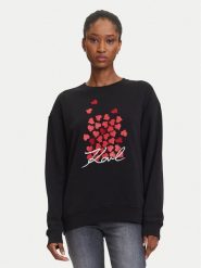 KARL LAGERFELD Bluza A3W20006 Czarny Regular Fit. Czarne bluzy KARL LAGERFELD, l, bez wzorów, z bawełny, bez kaptura. Za 959.99 zł.