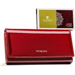 Portfel damski Peterson PTN 42106-SBR czerwony. Czerwone portfele Peterson, bez wzorów, ze skóry. Za 136.99 zł.