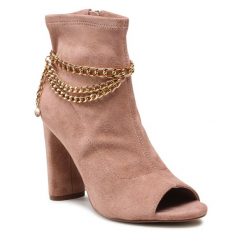 Botki DeeZee. Czerwone botki DeeZee, bez wzorów, bez obcasa, na słupku, bez zapięcia. Za 179.99 zł.