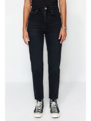 Trendyol Dżinsy - Mom fit - w kolorze czarnym rozmiar: 38. Czarne jeansy Trendyol, bez wzorów, z podwyższonym stanem. Za 118.84 zł.