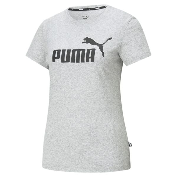 Damska koszulka z logo Essentials PUMA Light Gray Heather. Czarne bluzki Puma, m, bez wzorów, klasyczne, bez kołnierzyka, bez ramiączek. Za 68.99 zł.