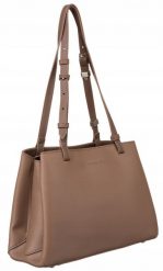 Klasyczny tote bag David Jones CM6533 c. beżowy. Brązowe torebki klasyczne David Jones, bez wzorów, ze skóry ekologicznej, bez dodatków. Za 113.99 zł.