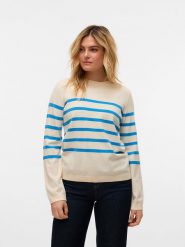 Vero Moda Sweter w kolorze kremowo-błękitnym rozmiar: XXL. Brązowe swetry Vero Moda, xxl, bez wzorów, ze splotem, bez ramiączek. Za 74.95 zł.