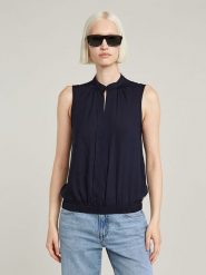 G-Star Bluzka w kolorze granatowym rozmiar: S. Niebieskie bluzki G-Star, s, bez wzorów, z wiskozy, klasyczne, bez kołnierzyka, bez ramiączek. Za 126.75 zł.