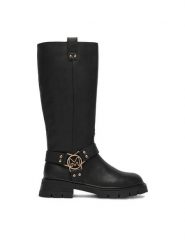 MEXX Kozaki EO-CD25-375-01 Czarny. Czarne kozaki Mexx, bez obcasa, na płaskiej podeszwie, bez zapięcia. Za 599.99 zł.