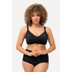 Damska Góra bikini drapowanie miękkie miseczki regulowane ramiączka. Czarne bielizna sportowa Ulla Popken, plus size, bez wzorów, z elastanu. Za 143.99 zł.