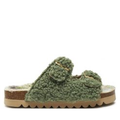 Klapki Dr. Brinkmann. Zielone klapki Dr. Brinkmann, bez wzorów, bez obcasa. Za 159.99 zł.
