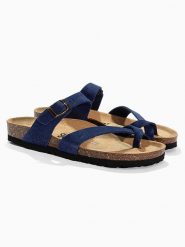 Sunbay Skórzane japonki "Tulipe" w kolorze granatowym rozmiar: 38. Niebieskie klapki Sunbay, bez wzorów, ze skóry, z otwartym noskiem, bez obcasa. Za 184.89 zł.