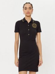 Versace Jeans Couture Sukienka codzienna 78HAOT01 Czarny Regular Fit. Czarne sukienki Versace Jeans Couture, na co dzień, s, bez wzorów, z bawełny, bez kołnierzyka, bez ramiączek, proste. Za 399.99 zł.