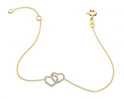 Bransoletka z żółtego złota diamentami - serca - 0,10 ct - próba 585. Żółte bransoletki Apart, z diamentem, złote. Za 1,959.00 zł.