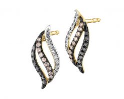 Kolczyki z żółtego złota z diamentami - 0,17 ct - próba 585. Żółte kolczyki Apart, z diamentem, złote. Za 2,290.00 zł.