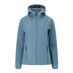 Softshell damski Whistler Luango. Niebieskie kurtki sportowe Whistler, bez wzorów, z softshellu, bez kaptura, trekkingowe. Za 269.99 zł.
