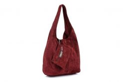 Shopperka bordowa skórzana N88. Czerwone shopper bez wzorów, z materiału, na ramię, zamszowe, bez dodatków. Za 164.99 zł.