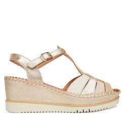 Sandały Pikolinos. Żółte sandały Pikolinos, bez wzorów, bez obcasa, na koturnie, bez zapięcia. Za 599.99 zł.