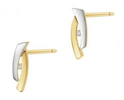 Kolczyki z żółtego złota z brylantami - 0,02 ct - próba 585. Żółte kolczyki Apart, z brylantem, złote. Za 1,790.00 zł.