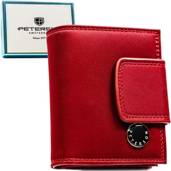 Czerwony portfel damski ze skóry naturalnej i ekologicznej z systemem RFID PTN PS329-HNL Peterson. Czerwone portfele Peterson, bez wzorów, ze skóry. Za 114.99 zł.