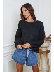 So Cachemire Sweter "Candji" w kolorze czarnym rozmiar: S. Czarne swetry So Cachemire, s, bez wzorów, z wełny, bez ramiączek. Za 157.35 zł.