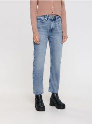 Jeansy straight high waist - niebieski. Niebieskie jeansy Sinsay, l, bez wzorów, z podwyższonym stanem. Za 89.99 zł.