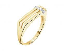Pierścionek z żółtego złota z diamentami - 0,03 ct - próba 585. Żółte pierścionki Apart, z diamentem, złote. Za 4,790.00 zł.