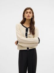Vero Moda Kardigan w kolorze beżowo-czarnym rozmiar: L. Brązowe kardigany Vero Moda, l, bez wzorów, ze splotem. Za 114.44 zł.