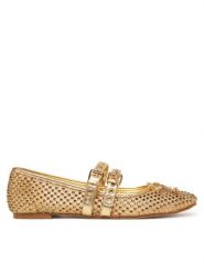 Guess Baleriny FLJKNN FAB02 Złoty. Żółte baleriny Guess, z aplikacjami, z materiału, bez obcasa. Za 379.99 zł.