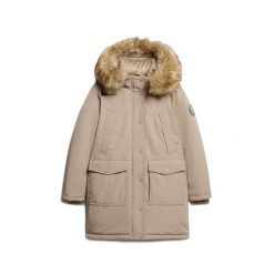 Parka z sztucznego futra damska Superdry Everest. Brązowe parki Superdry, na zimę, bez kaptura. Za 851.75 zł.