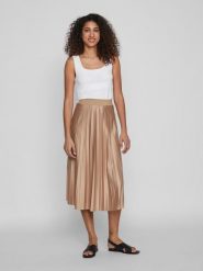 Vila Spódnica "Nitban" w kolorze beżowym rozmiar: XS. Brązowe spódnice Vila, xs, bez wzorów, midi. Za 85.95 zł.