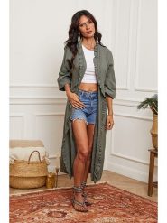 La Compagnie Du Lin Lniany kardigan w kolorze khaki rozmiar: XXL. Brązowe kardigany La Compagnie Du Lin, xxl, bez wzorów, ze lnu. Za 241.45 zł.