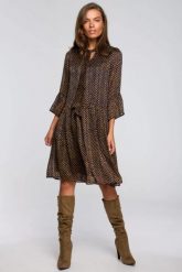 Sukienka rozkloszowana szyfonowa w groszki dekolt V granat. Sukienki Stylove, na randkę, xl, bez wzorów, z szyfonu, wizytowe, bez kołnierzyka, bez ramiączek, oversize. Za 389.00 zł.