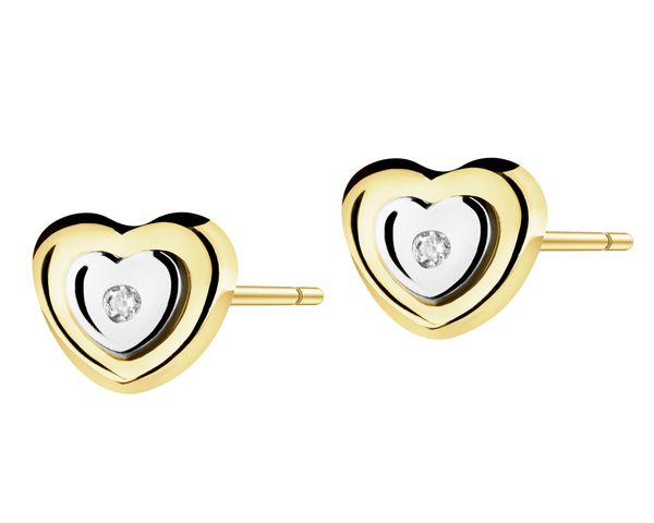 Złote kolczyki z cyrkoniami - serca. Żółte kolczyki Apart, z cyrkonią, złote. Za 699.00 zł.