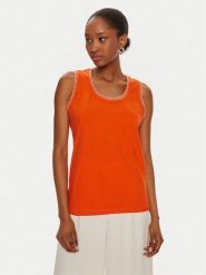 United Colors Of Benetton Bluzka 34G7DH00W Pomarańczowy Regular Fit. Brązowe bluzki United Colors of Benetton, xs, bez wzorów, z bawełny, bez kołnierzyka, bez ramiączek. Za 69.99 zł.