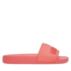 Klapki LOVE MOSCHINO. Pomarańczowe klapki Love Moschino, bez wzorów, bez obcasa. Za 379.99 zł.