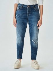 LTB Dżinsy "Mika C" - Tapered fit - w kolorze granatowym rozmiar: W26/L32. Niebieskie jeansy LTB, l, z aplikacjami, z podwyższonym stanem. Za 79.03 zł.