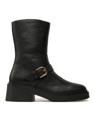 Pollini Botki SA24086G1LTC0000 Czarny. Czarne botki Pollini, bez wzorów, ze skóry, bez obcasa, na słupku, bez zapięcia. Za 1,899.00 zł.