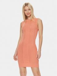 Guess Sukienka dzianinowa Es Sl Adaline W4GK11 Z2U00 Koralowy Slim Fit. Pomarańczowe sukienki Guess, s, z aplikacjami, z dzianiny, bez kołnierzyka, bez ramiączek. Za 239.99 zł.