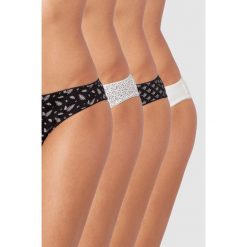 Etam - Figi (4-pack). Czarne figi Etam, xs, bez wzorów, z bawełny. W wyprzedaży za 49.90 zł.