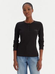 Calvin Klein Jeans Bluzka LV047E201G Czarny Regular Fit. Czarne bluzki Calvin Klein Jeans, xl, bez wzorów, z bawełny, bez kołnierzyka, bez ramiączek. Za 289.99 zł.